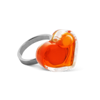 Bague en verre soufflé - Coeur Nano transparent