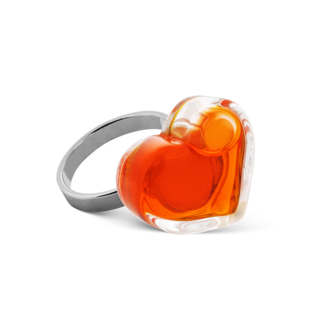 Bague en verre soufflé - Coeur Nano transparent