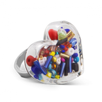 Bague en verre soufflé - Coeur Medium Billes