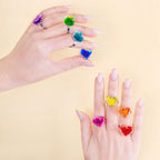 Bague en verre soufflé - Coeur Nano transparent