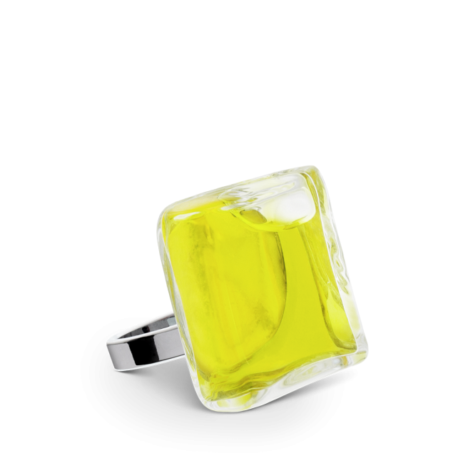 Bague en verre soufflée - Carré Mini Transparent