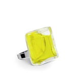Bague en verre soufflée - Carré Mini Transparent