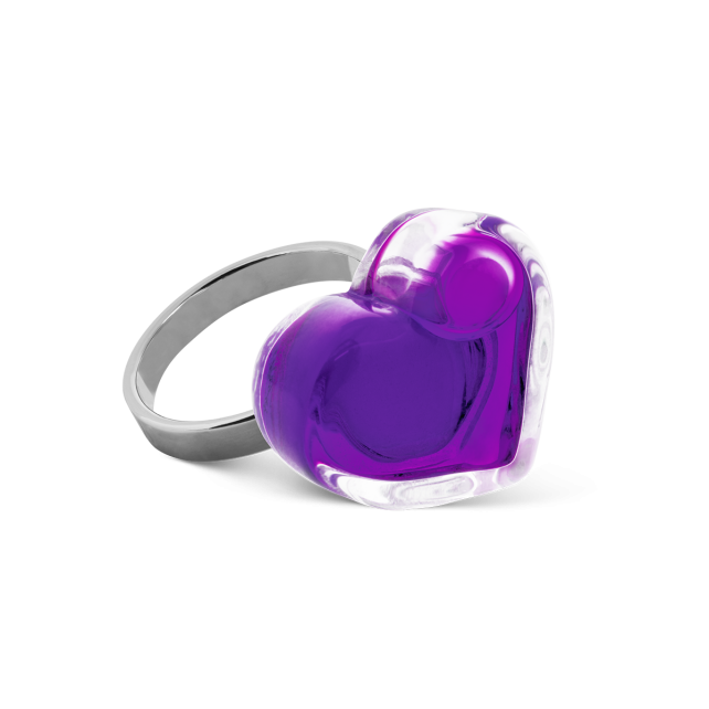 Bague en verre soufflé - Coeur Nano transparent