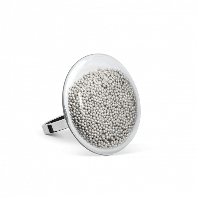 Bague en verre soufflé - Galet Mini Billes