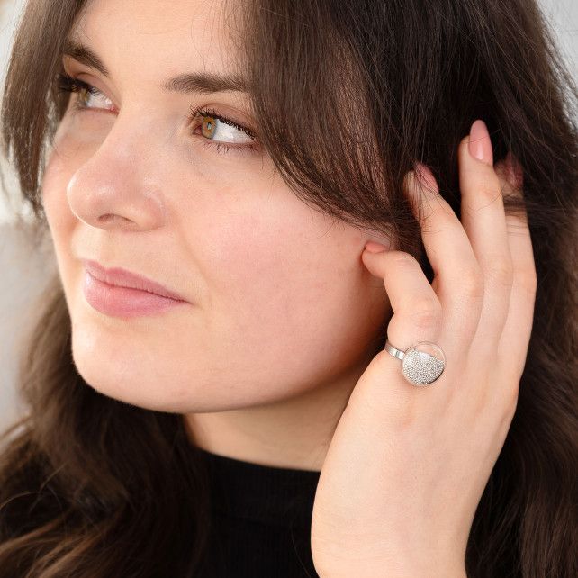 Bague en verre soufflé - Galet Mini Billes