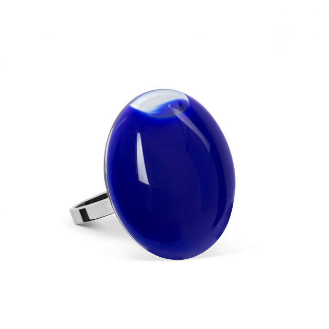 Bague en verre soufflée - Galet Mini Milk
