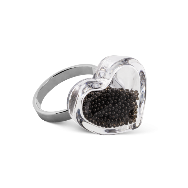 Bague en verre soufflé - Coeur Nano Billes