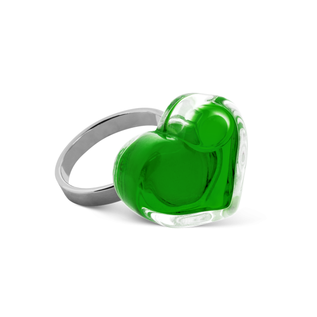 Bague en verre soufflé - Coeur Nano transparent