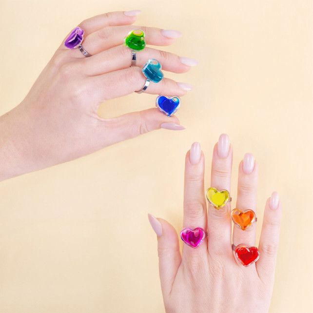 Bague en verre soufflé - Coeur Nano transparent
