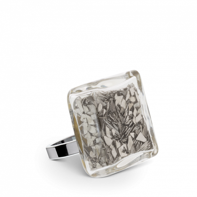 Bague en verre soufflé - Carré Mini Paillettes