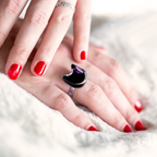 Bague en verre soufflé - Chat Nano Milk