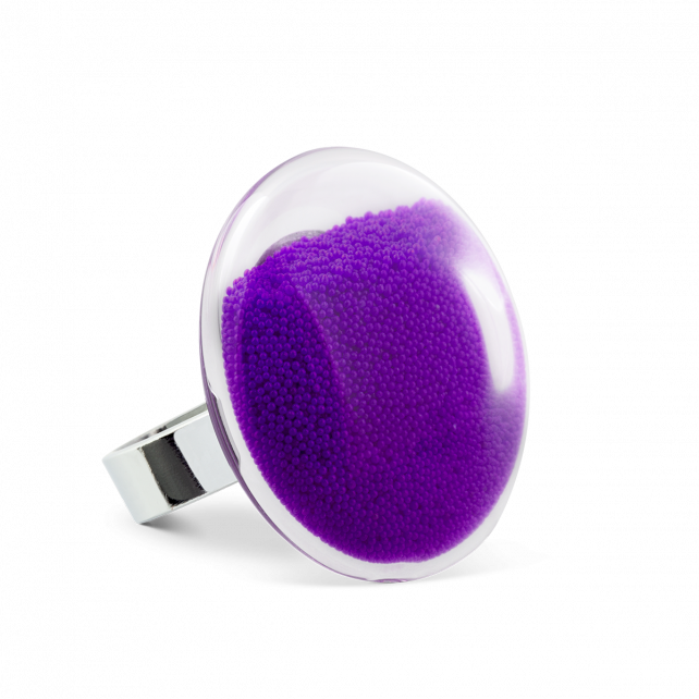Bague en verre soufflé - Galet Medium Billes