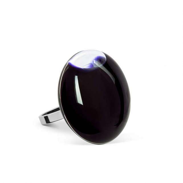 Bague en verre soufflée - Galet Mini Milk