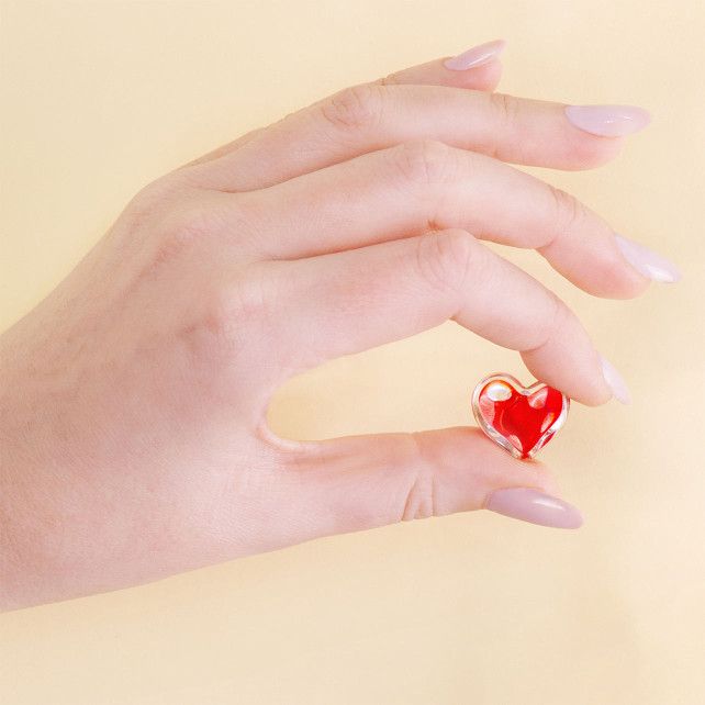 Bague en verre soufflé - Coeur Nano transparent