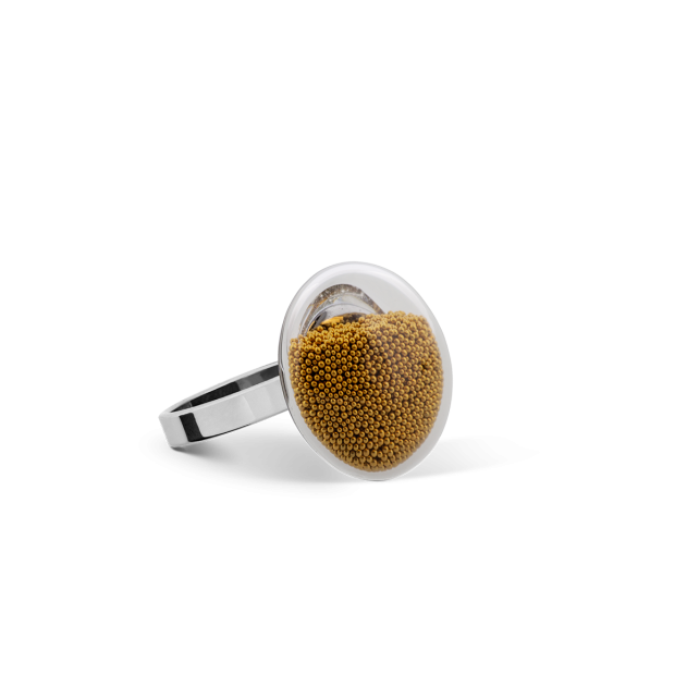 Bague en verre soufflé - Galet Nano Billes