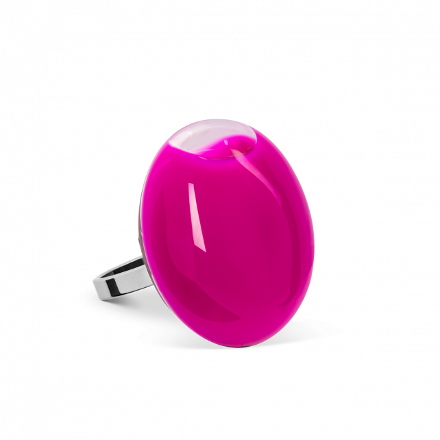Bague en verre soufflée - Galet Mini Milk