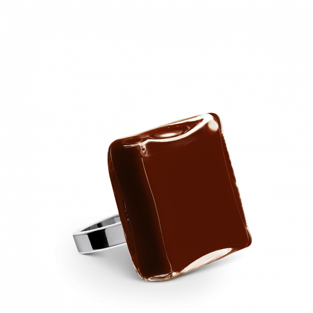 Bague en verre soufflé - Carré Mini Milk