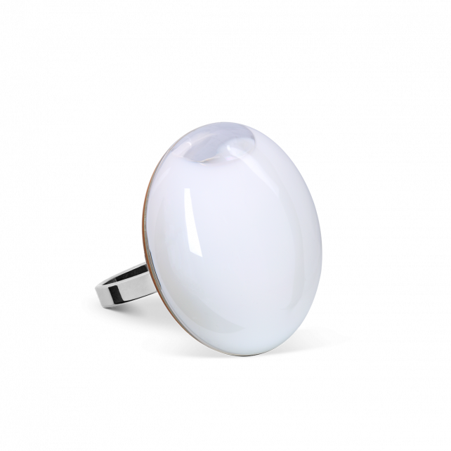 Bague en verre soufflée - Galet Mini Milk