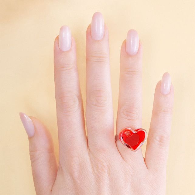 Bague en verre soufflé - Coeur Nano transparent