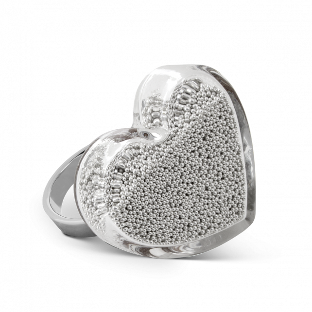 Bague en verre soufflé - Coeur Medium Billes