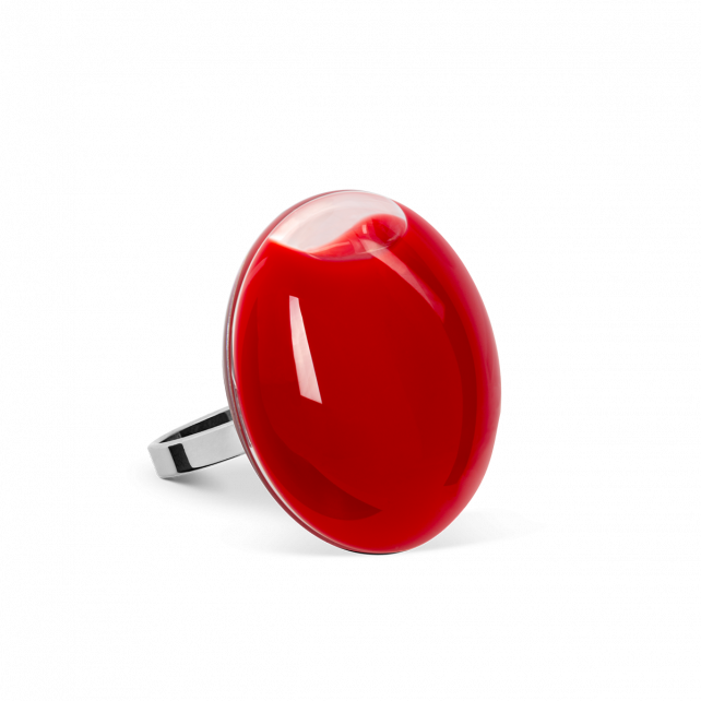 Bague en verre soufflée - Galet Mini Milk