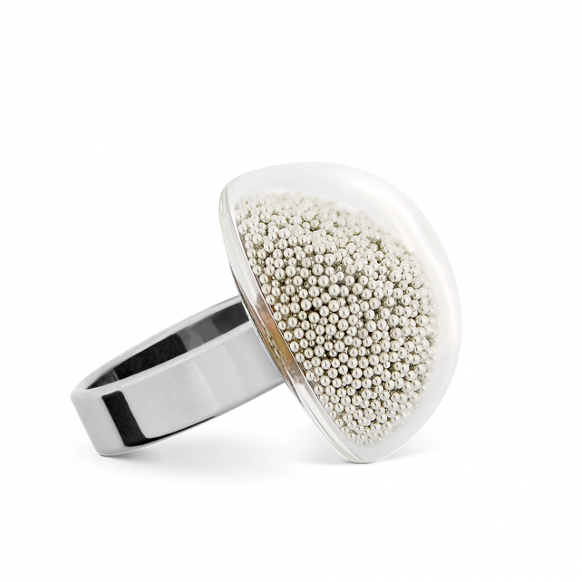 Bague en verre soufflée - Dome Mini Billes