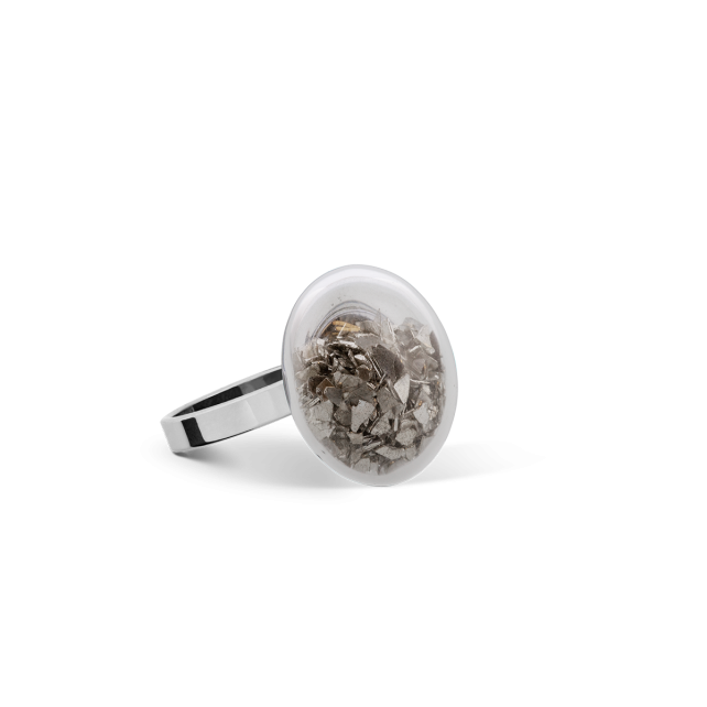 Bague en verre soufflé - Galet Nano Paillettes