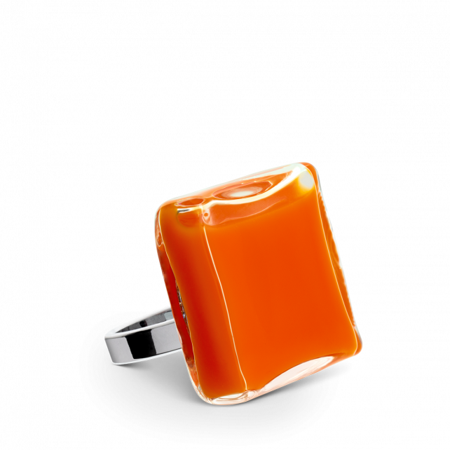 Bague en verre soufflé - Carré Mini Milk