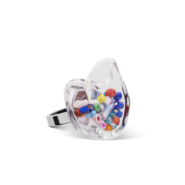 Bague en verre soufflé - Chat Nano Billes