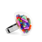 Bague en verre soufflé - Dome Medium Mix Perles