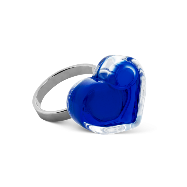 Bague en verre soufflé - Coeur Nano transparent