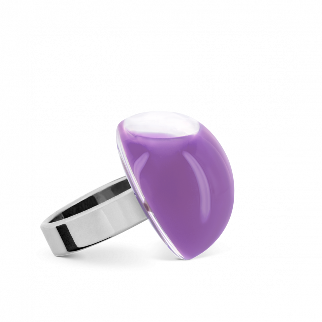 Bague en verre soufflé - Dome Mini Milk