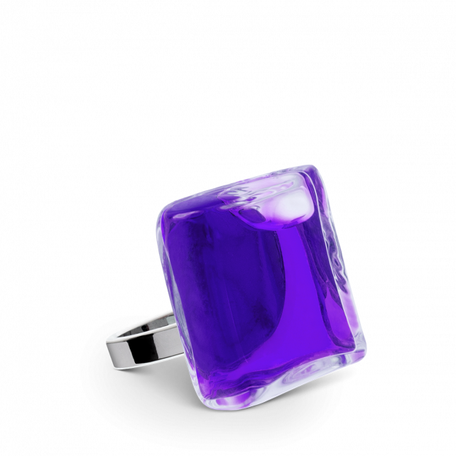 Bague en verre soufflée - Carré Mini Transparent