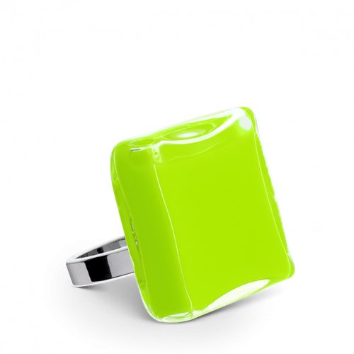 Bague en verre soufflé - Carré Medium Milk