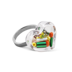 Bague en verre soufflé - Coeur Nano Billes