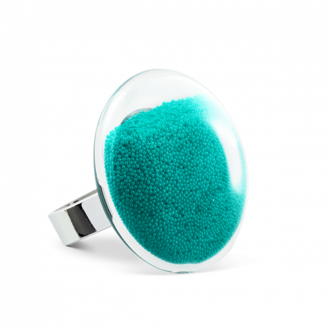 Bague en verre soufflé - Galet Medium Billes