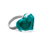 Bague en verre soufflé - Coeur Nano transparent
