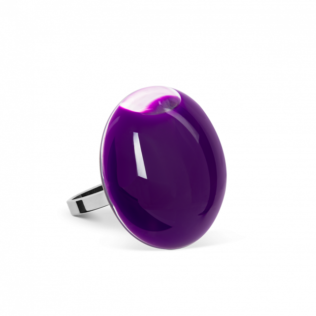 Bague en verre soufflée - Galet Mini Milk