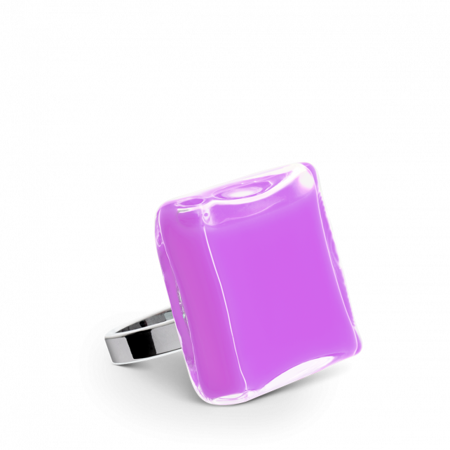 Bague en verre soufflé - Carré Mini Milk