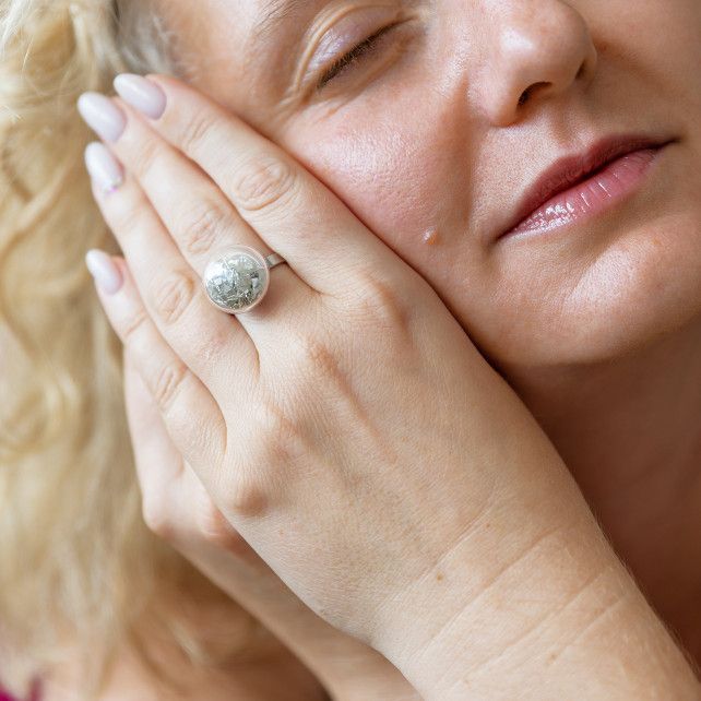Bague en verre soufflé - Galet Nano Paillettes