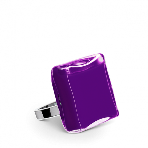 Bague en verre soufflé - Carré Mini Milk