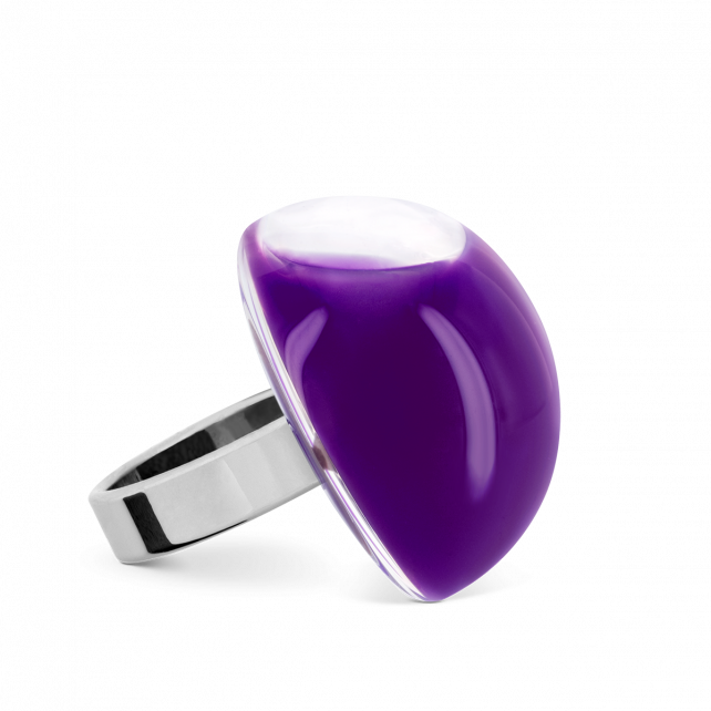 Bague en verre soufflé - Dome Medium Milk
