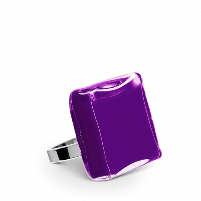 Bague en verre soufflé - Carré Mini Milk